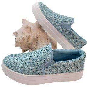 BUY ONE GET ONE FREE Soda Hike Slip-on  Fashion Sneaker  Blue Raffia - Size 6.5